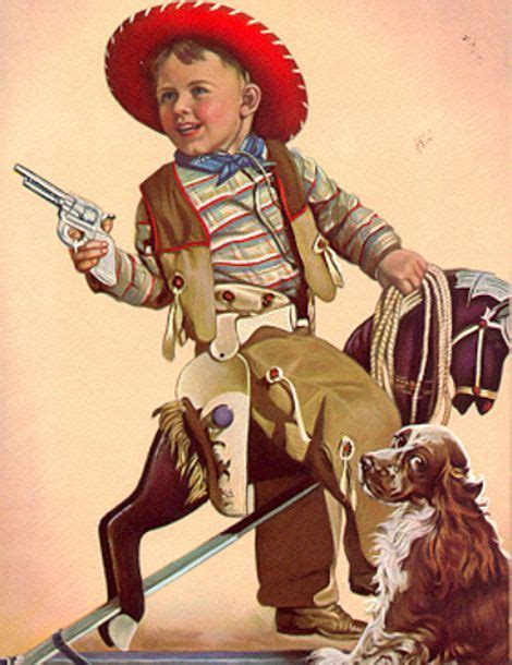 Cowboy Art Vintage Illustration Little Cowboy