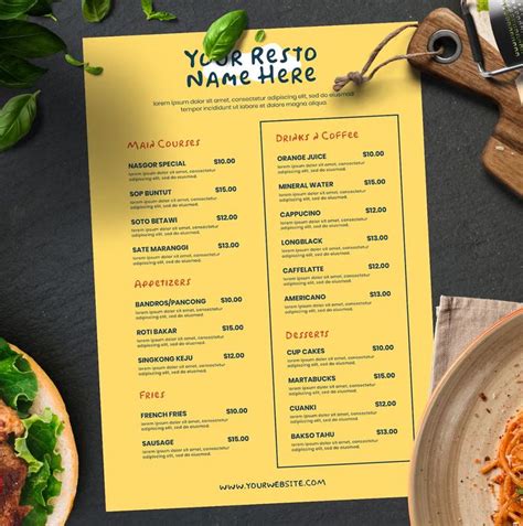 Pin En Restaurant Menu Templates