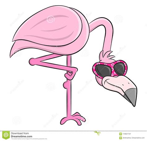 Cartoon Flamingo With Sunglasses Stock Vector Illustration Of Bird