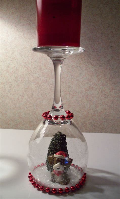 Wine Glass Candle Holder Wpuppy Wine Glass Crafts Christmas Wine