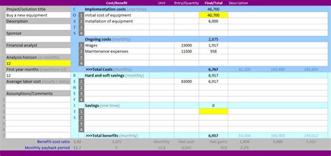Cost Benefit Analysis Template | Continuous Improvement ...