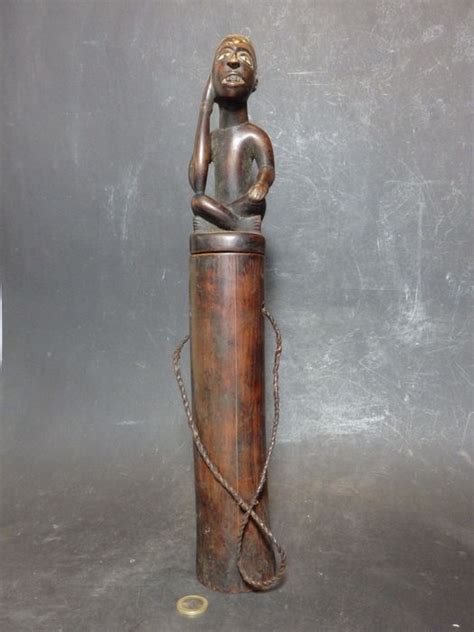 African Ritual Cylinder With Fertility Figure Bacongo Dr Congo Catawiki