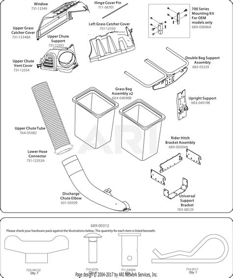 Mtd 19a30031oem 42 And 46 Inch Twin Bagger 2017 Parts Diagram For