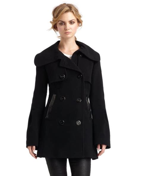 Mackage Double Breasted Peacoat In Black Lyst