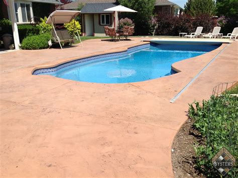Solid Color Stained Pool Deck With Tique Concrete Design Systems