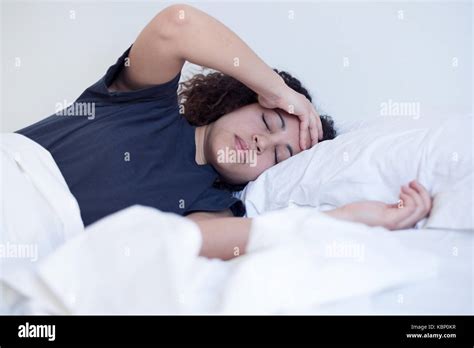 Sick And Tired Black Woman Lying In The Bed Stock Photo Alamy