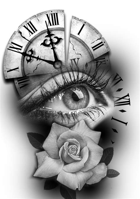 Rose Tattoo Clock Tattoo Design Tattoo Sleeve