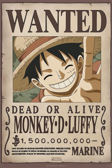One Piece Wanted Luffy New 2 61 X 915cm Maxi Poster One Piece Comic