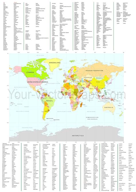 world map country names  capitals  alphabetical order world