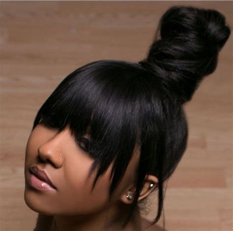 ️black Hairstyles With Bangs And Buns Free Download