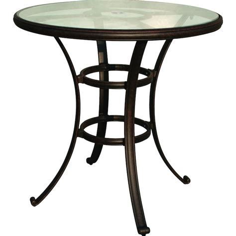 Darlee Classic 42 Inch Cast Aluminum Patio Bar Table With Glass Top