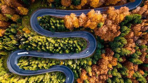 View Of The Road Along The Coast From The Drone Travel By Car In