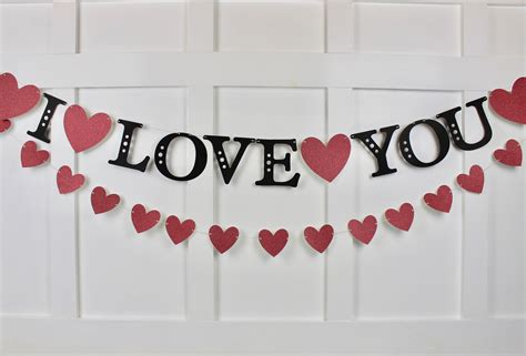I Love You Banner Valentines Day Banner Valentines Etsy