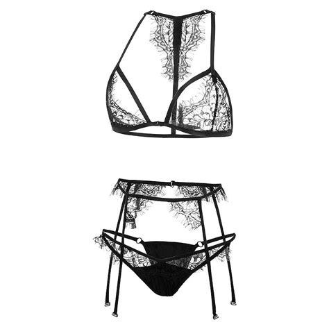 Buy Ic 3pcs Lingerie Lace Set Sexy Bra G String Garter Suit Womens Top