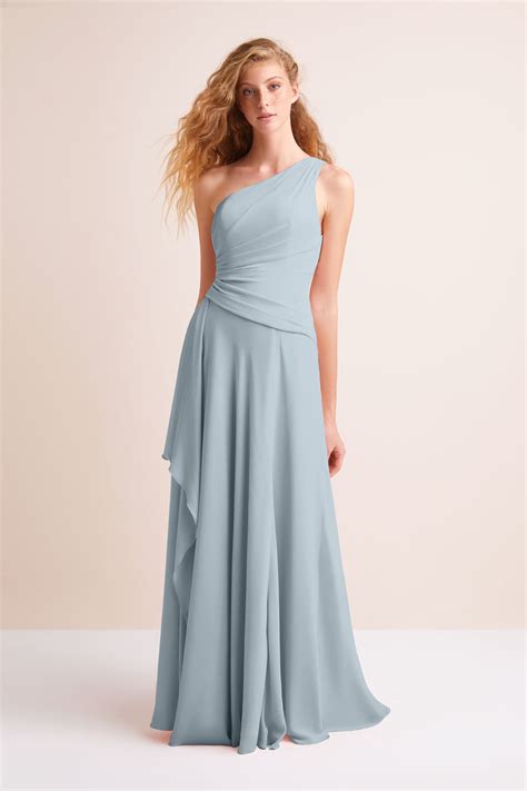 Check out our off the shoulder wedding dress selection for the very best in unique or custom, handmade pieces from our dresses shops. One-Shoulder Georgette Cascade Bridesmaid Dress-f19832