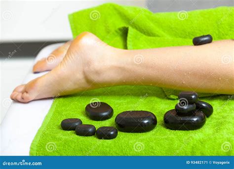 Woman Having Legs Massage With Hot Stones Stock Image Image Of Body