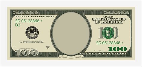 One Hundred Dollars Bill Template American Banknote With Empty