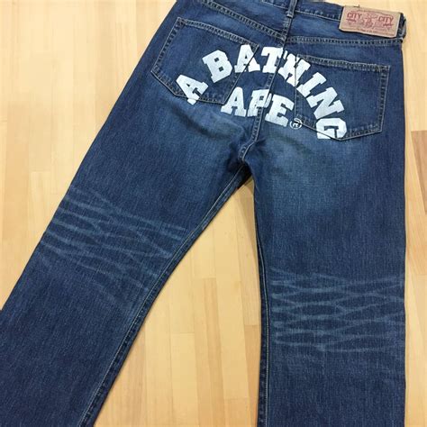 Bape A Bathing Ape Bape Bapesta Denim Jeans Pants Grailed