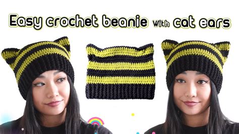 Easy Crochet Beanie With Cat Ears Youtube