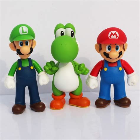 3Pcs Set Super Mario Bros Luigi Mario Yoshi Pvc Action Figures Toy 13cm