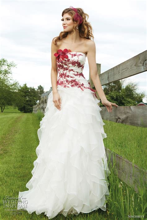 Red And White A Line Wedding Dress Vintage Red And White Wedding