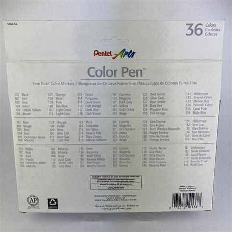 Pentel 36 Piece Fine Point Color Markers Pen Set Assorted Colors Marker