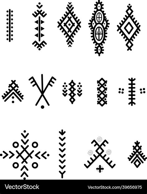 Set Of Berber Tattoos And Symboles Royalty Free Vector Image