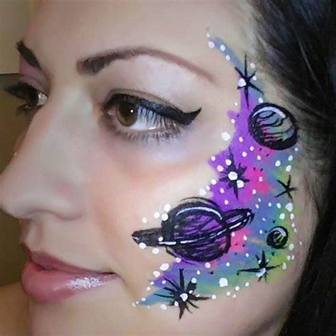 Neon Rainbow Galaxy Design By Glitter Goose Face Painting Face Paint