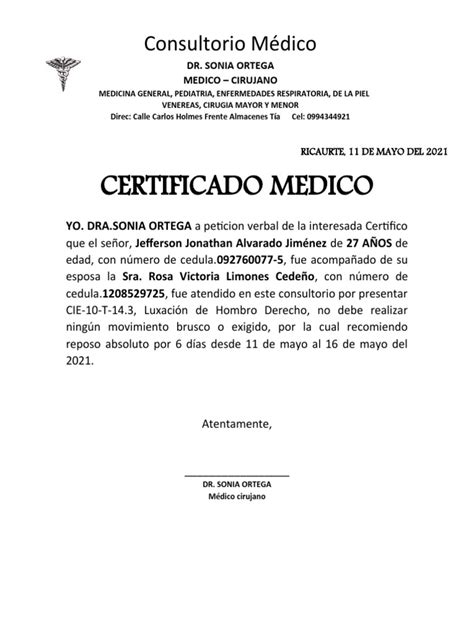 Formato Certificado Medico Pdf