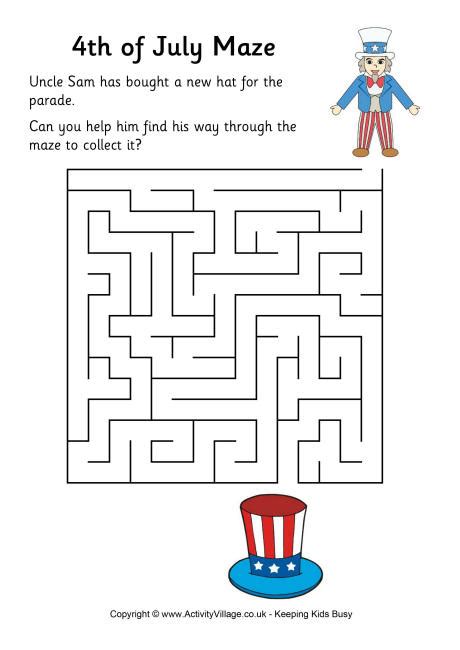 Fourth Of July Maze Easy