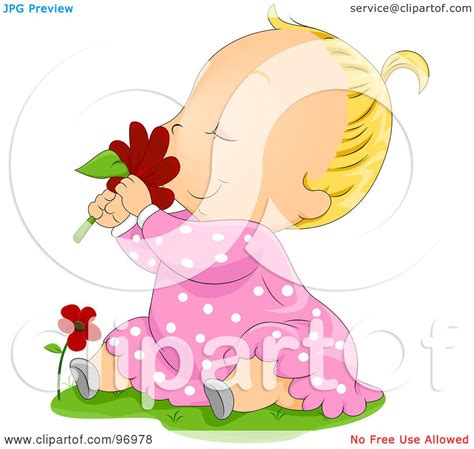Royalty Free Rf Clipart Illustration Of A Blond Baby Girl Sitting In