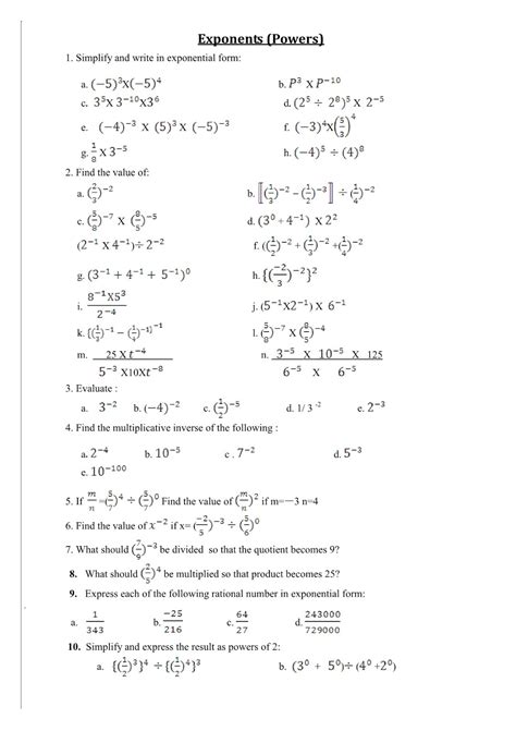 Grade 8 Math Exponents Worksheets Printable Worksheet Page — db-excel.com