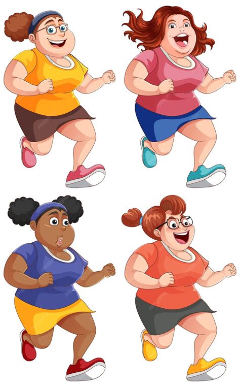 Free Vector Chubby Women Running Exercise Collection