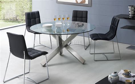 Clear Glass Round Top Modern Dining Table Wmetal Base And Options