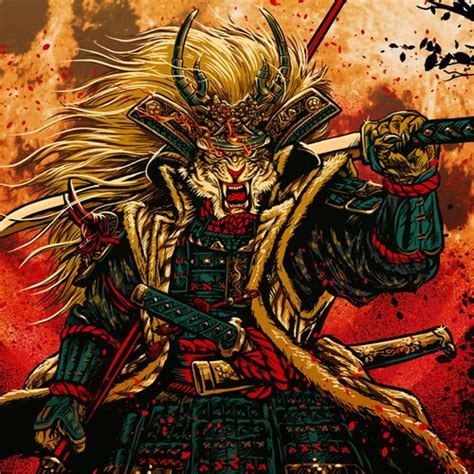Designs Manga Style Samurai Lion Illustration Illustration Or Graphics Contest