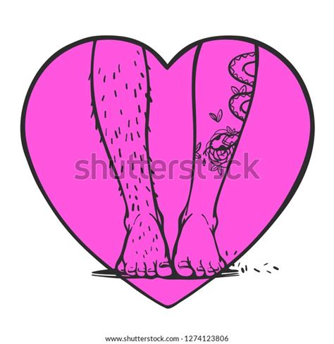 Hairy Shaved Legs Snake Tattoo On Stock Illustration 1274123806