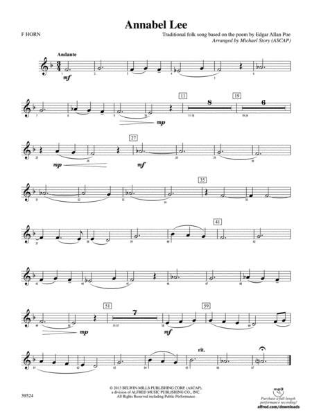 Annabel Lee 1st F Horn By Edgar Allan Poe Digital Sheet Music For Part Download And Print Ax
