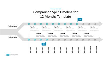 Comparison Split Timeline For 12 Months Template Okslides