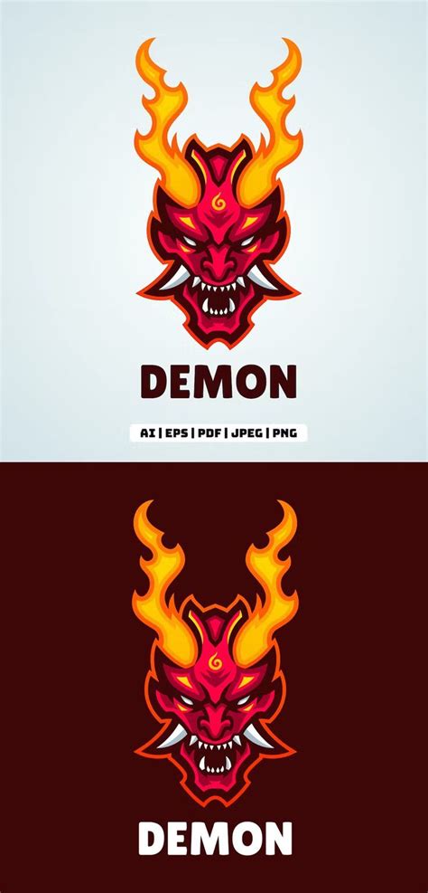 Demon Mascot Logo Template Eps Ai Typography Logo Logo Flat Logo