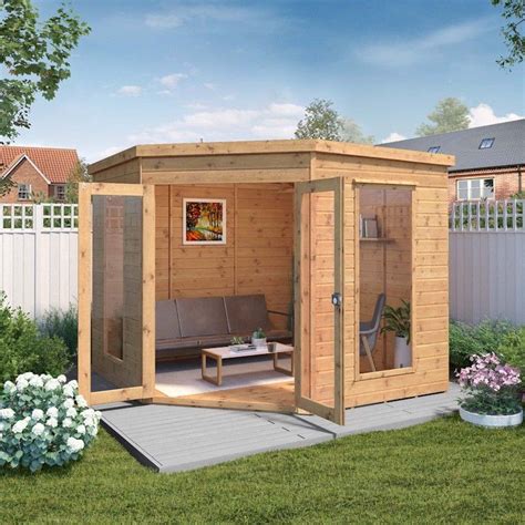 Mercia X 12ft Premium Corner Timber Summerhouse With Side Shed