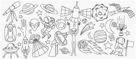 Premium Vector Space Doodles Set Astronomy Cosmic Sketches