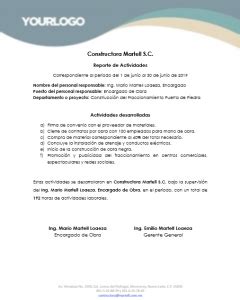 Esta información se conoce como descripción macroscópica. Reporte de Actividades Ejemplo | Milformatos.com