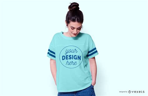 Woman Wearing T Shirt Mockup Psd Editable Template