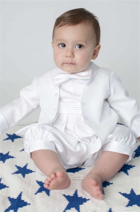 Baby Boys Christening Romper Suit In White Just Christening