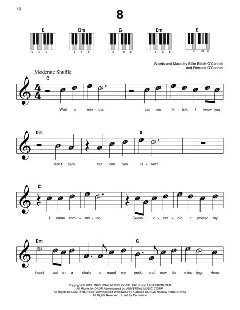 8 Sheet Music Billie Eilish Super Easy Piano