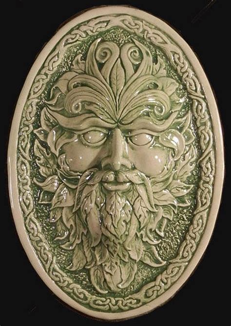 Relief Carved Celtic Green Man Ceramic Tileplaque Etsy In 2021