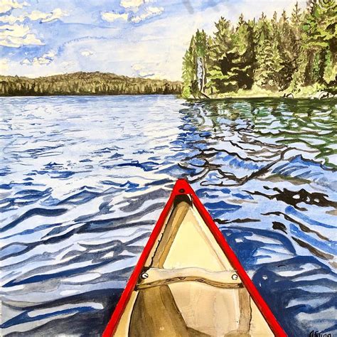Red Canoe Painting By Judy Sugg Fine Art America