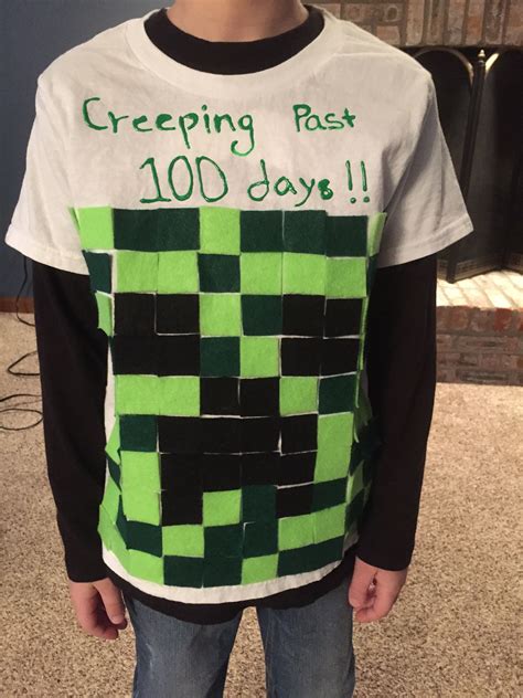 Download 100th day of school shirt. Minecraft creeper made with 100 ...