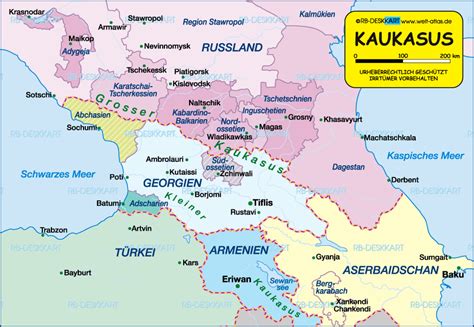 Karte Von Kaukasus Politisch Mehrere Länder Karte Auf Welt Atlas