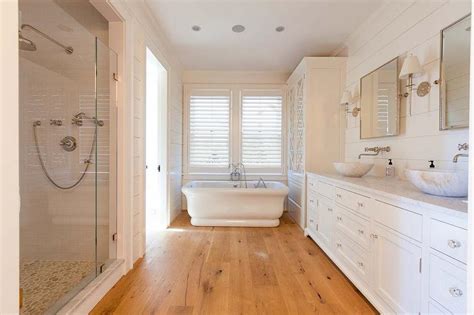 15 ideas for wood floors in bathrooms all about. Cottage Bathroom with Sawn White Oak Wood Floors ...